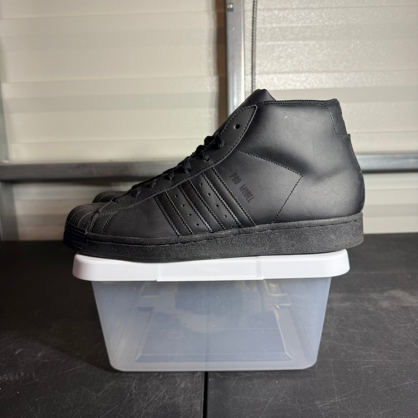 Size 11.5 - Adidas High All Black Superstar