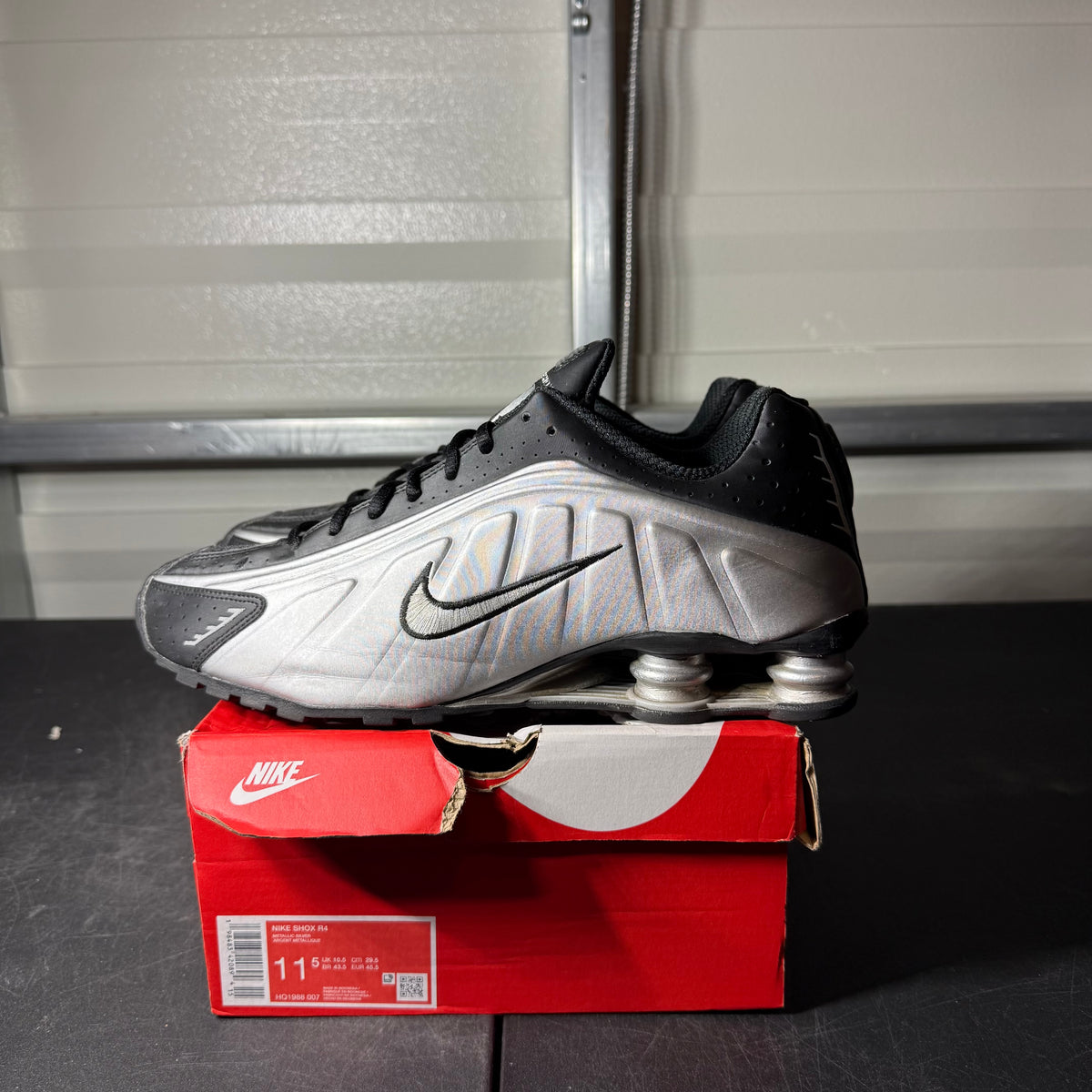 Size 11.5 - Nike Shox Metallic Black Silver