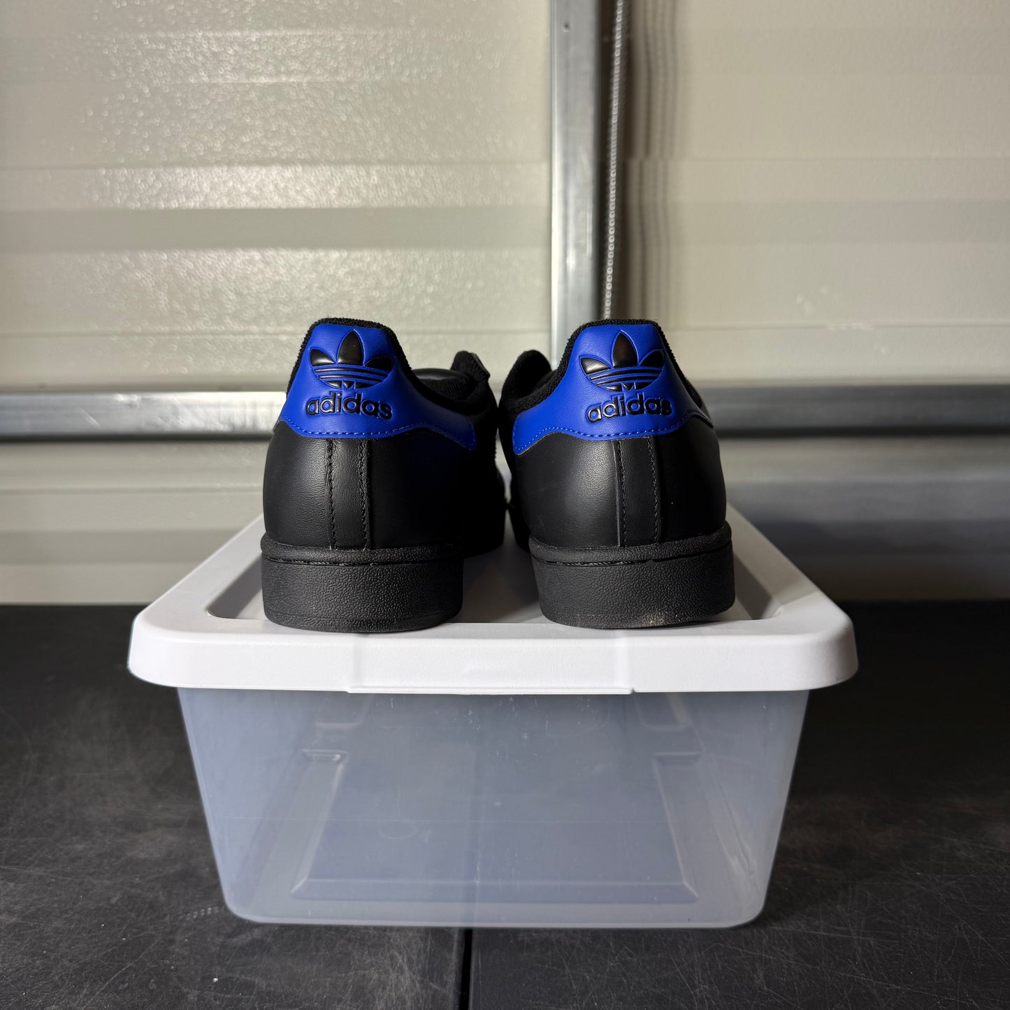 Size 9.5 - Adidas Superstar Black Blue