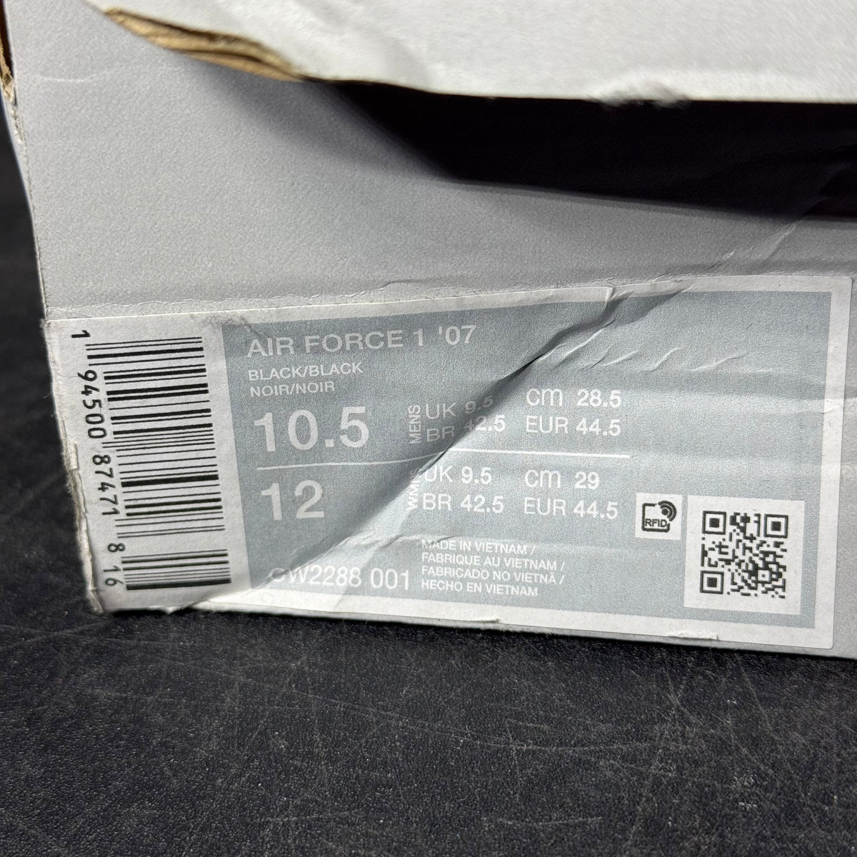 Size 10.5 - AF 1 Black