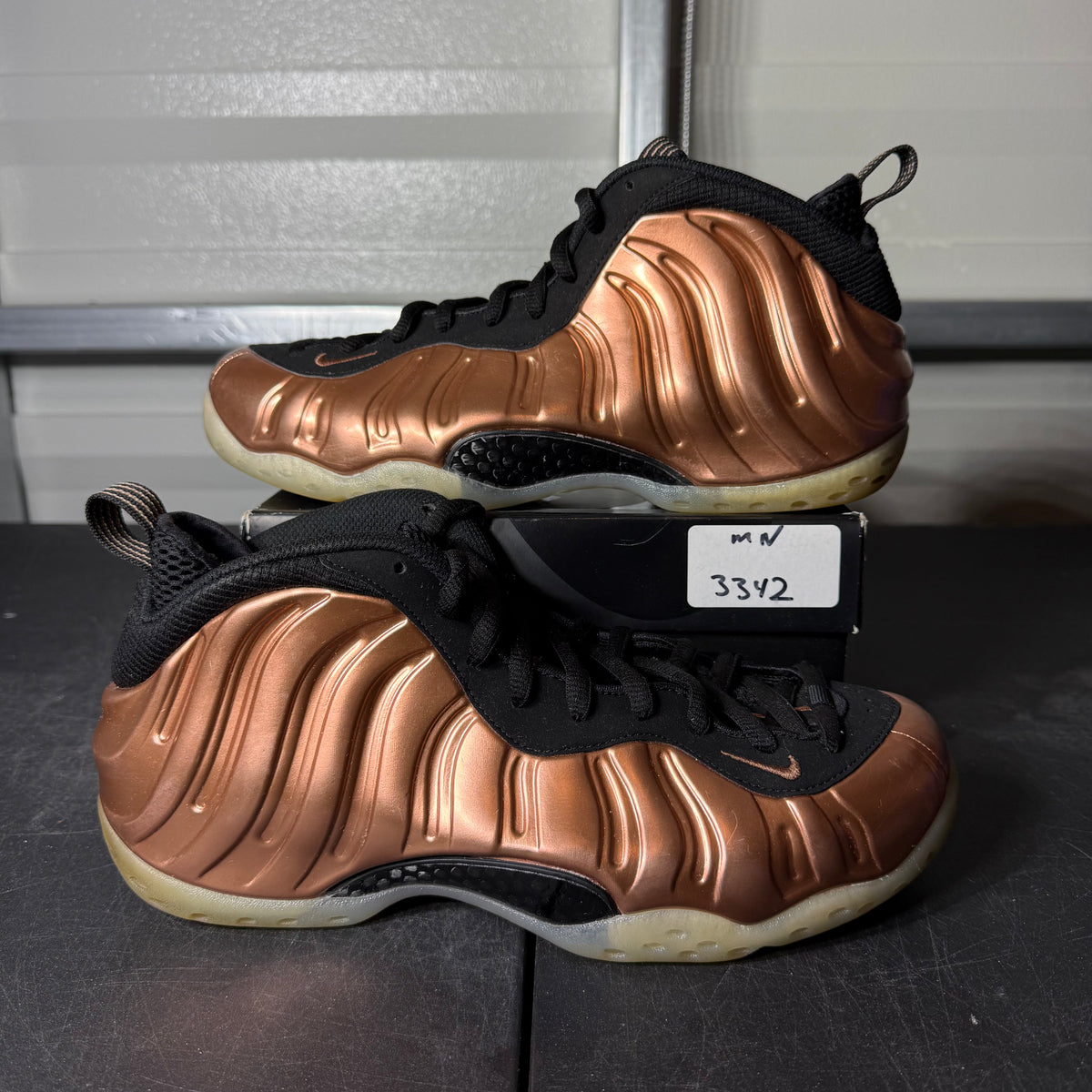 Size 9.5M - Foamposite One Copper