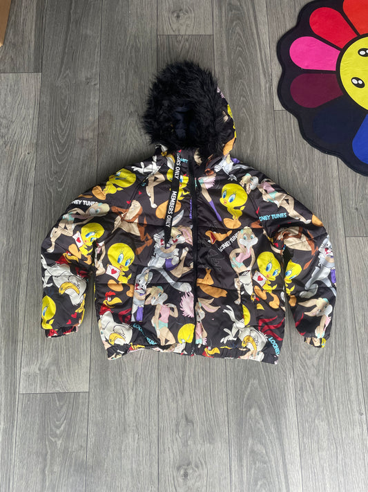 Size Large - Members Only Looney Tunes Puffer Coat Jacket Mens