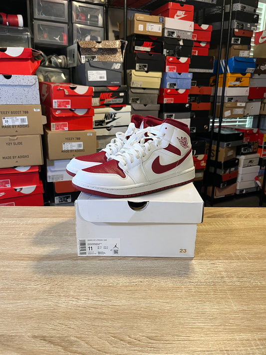 Size 9.5 - AJ 1 Mid White Pomegranate