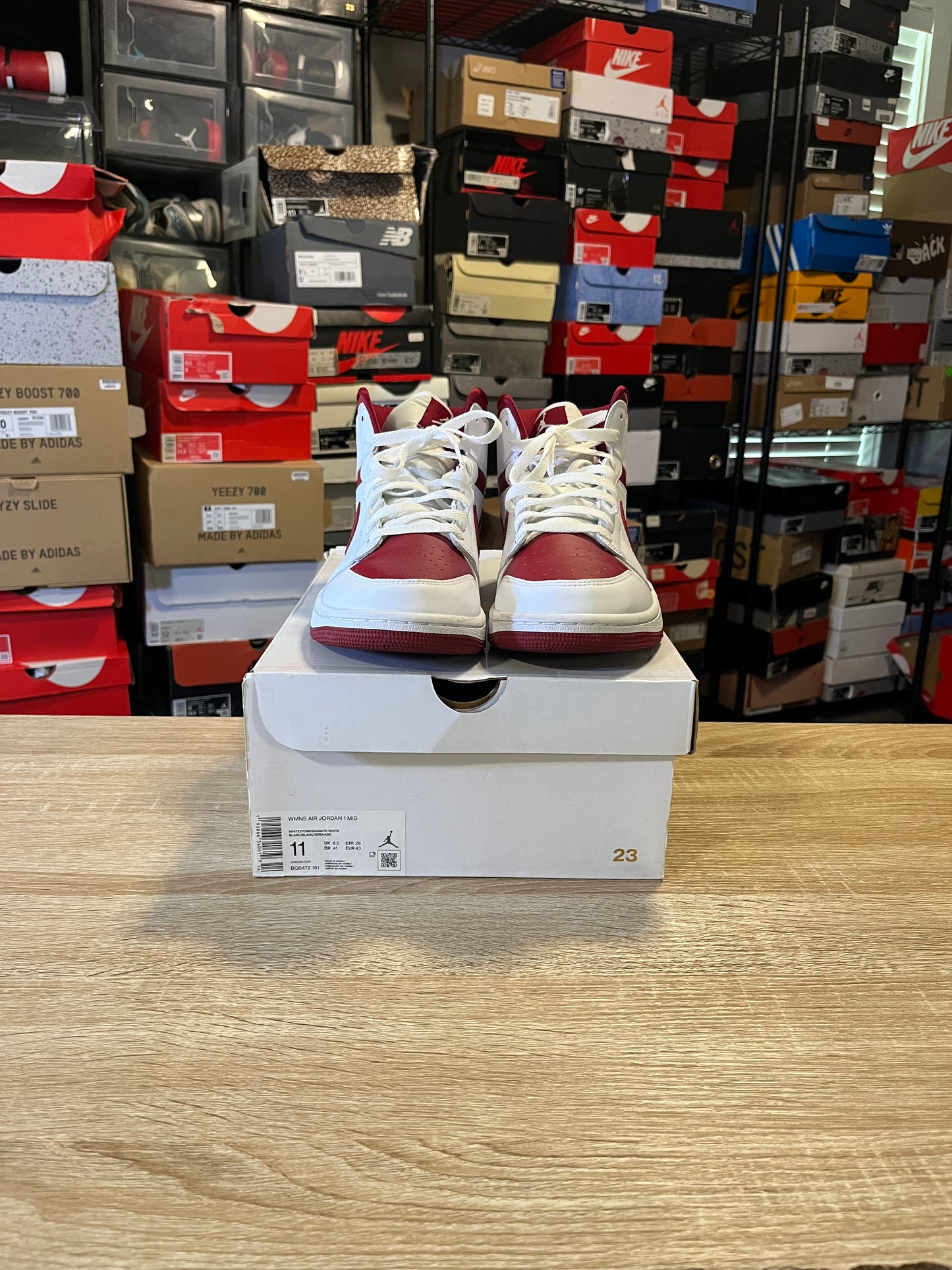 Size 9.5 - AJ 1 Mid White Pomegranate