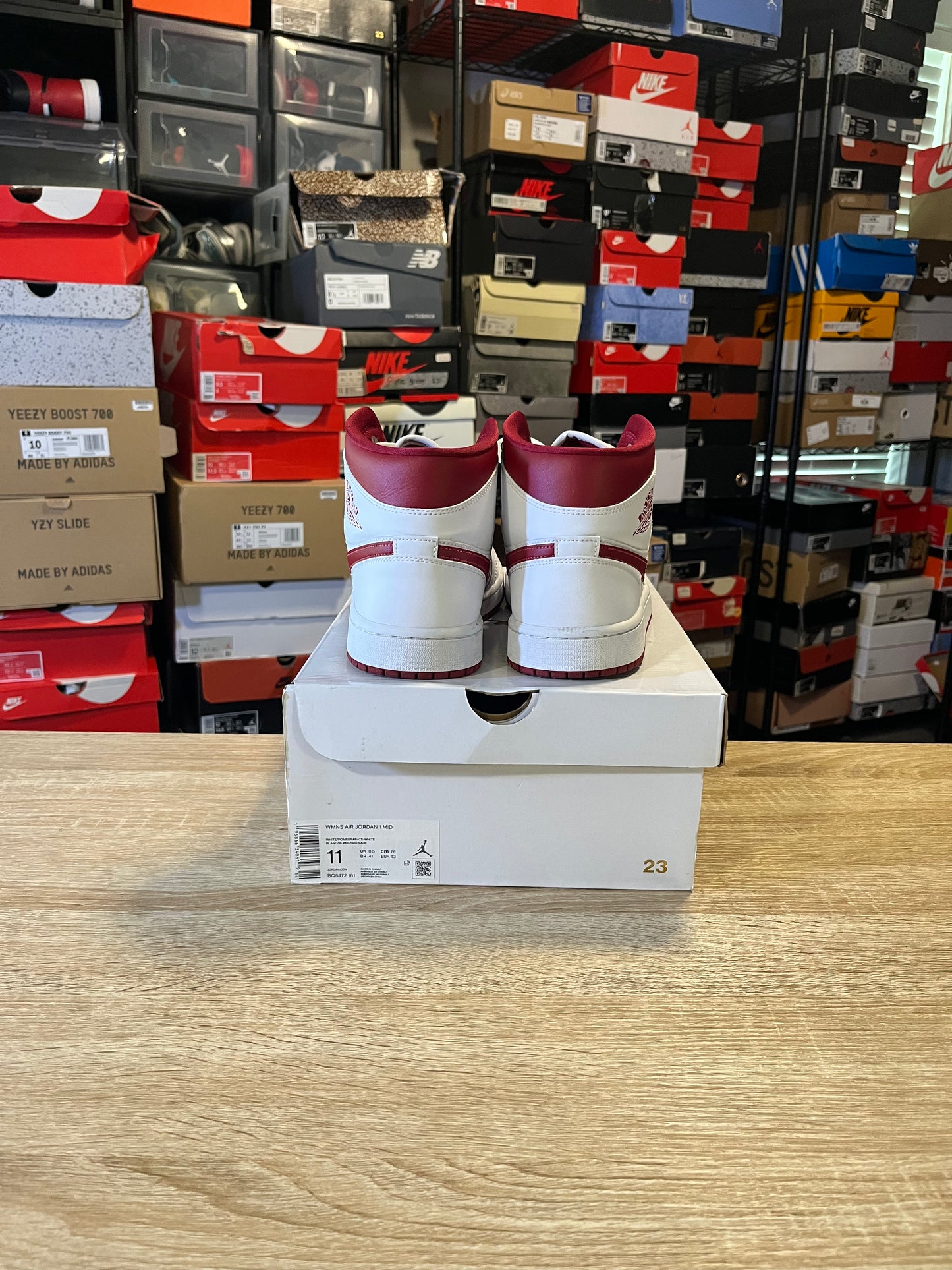 Size 9.5 - AJ 1 Mid White Pomegranate