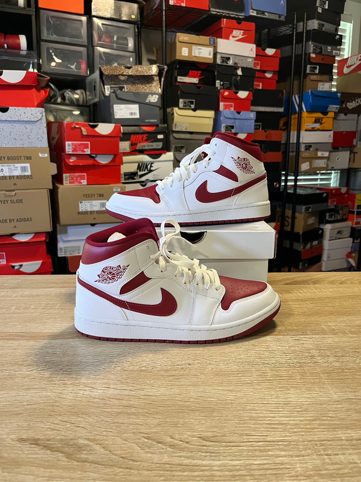 Size 9.5 - AJ 1 Mid White Pomegranate