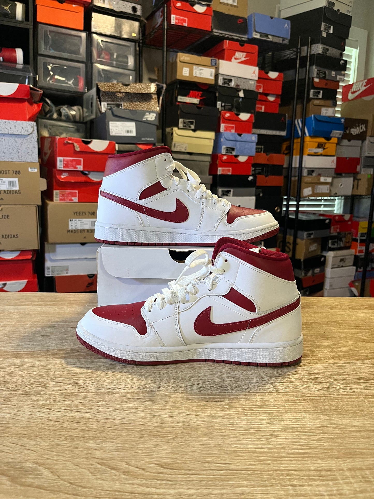 Size 9.5 - AJ 1 Mid White Pomegranate
