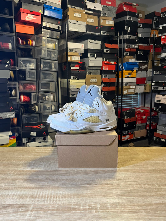 Size 6.5 - AJ 5 White Metallic