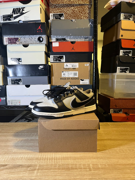 Size 9.5 - Dunk Low Chenille Swoosh - Black Grey Fog