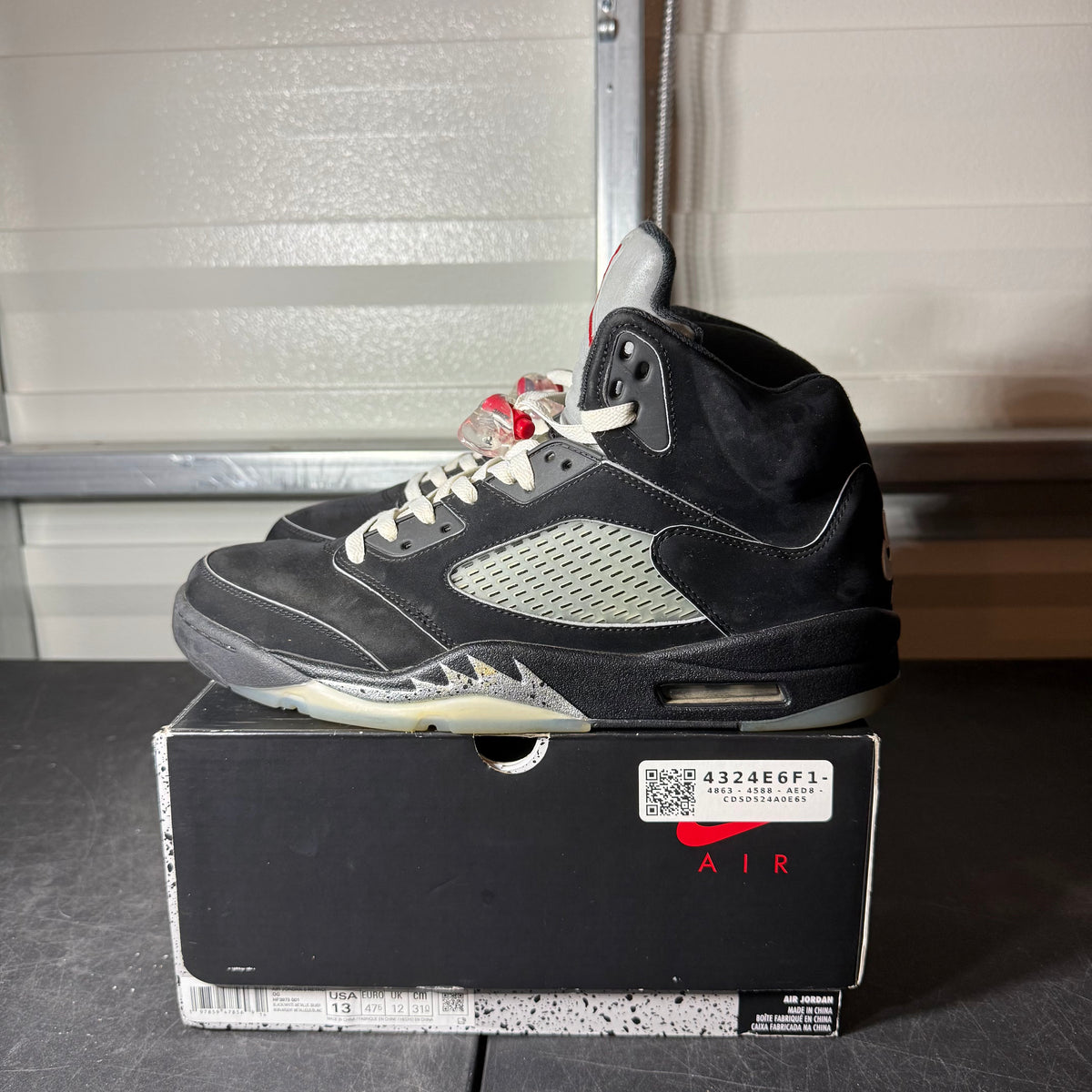 Size 13 - AJ 5 Black Metallic