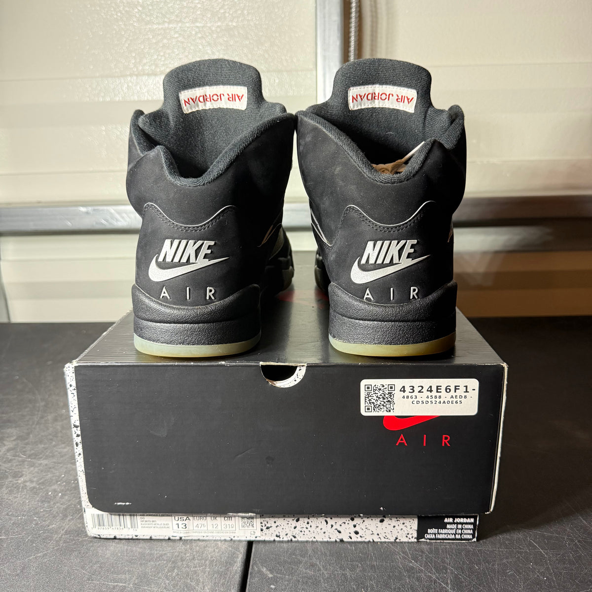 Size 13 - AJ 5 Black Metallic