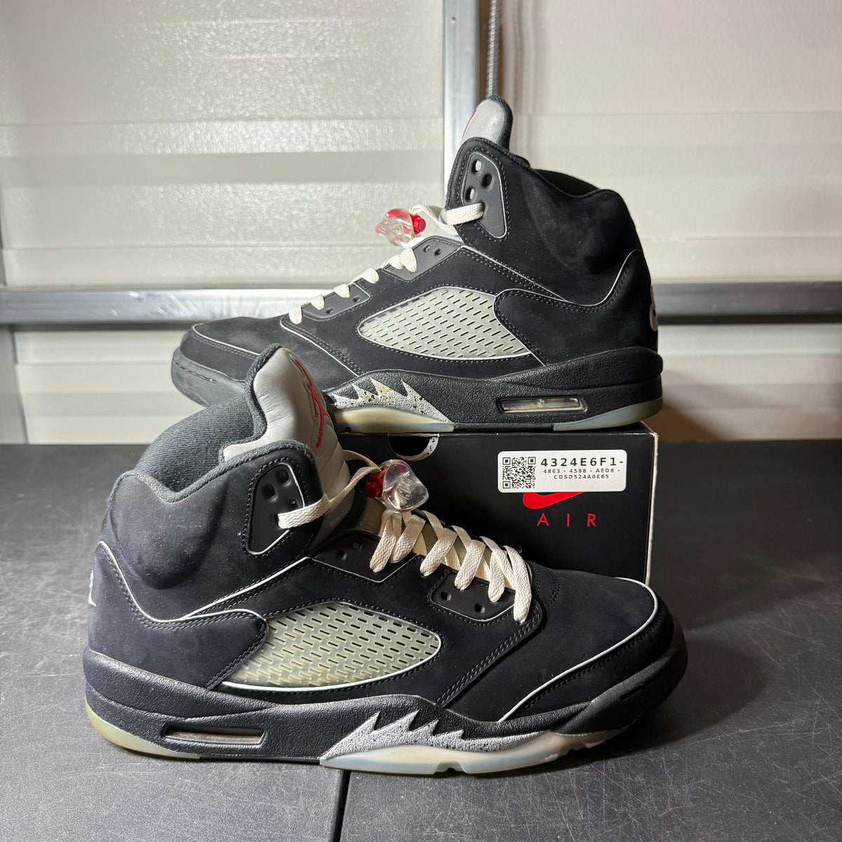 Size 13 - AJ 5 Black Metallic