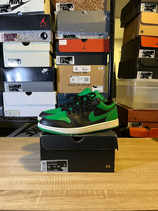 Size 11 - AJ 1 Low Black Lucky Green