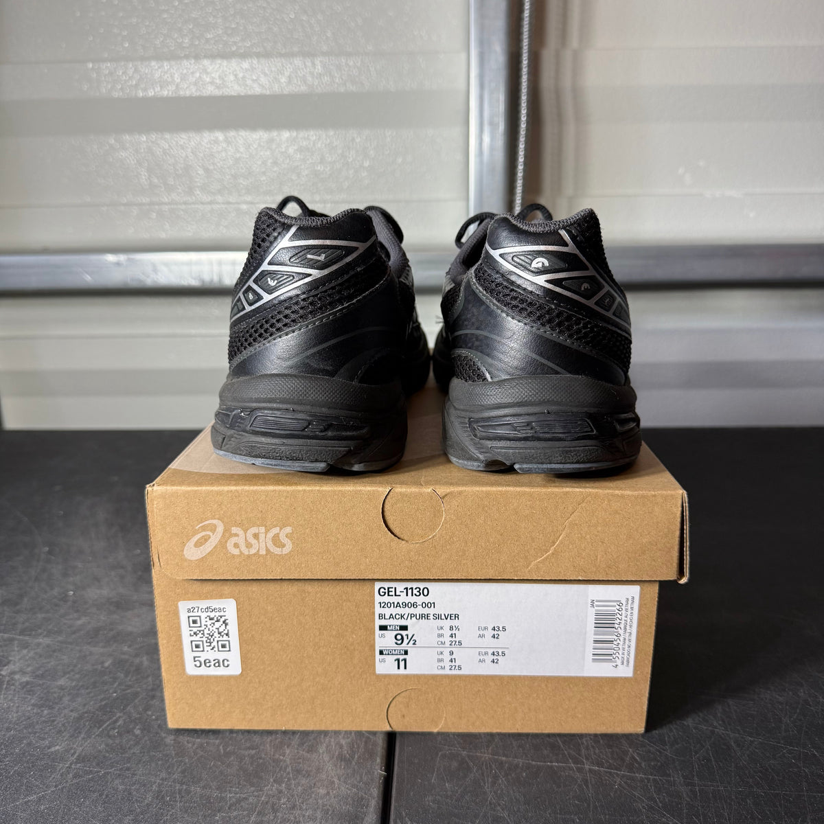 Size 9.5 - ASICS 1130 Black Pure Silver