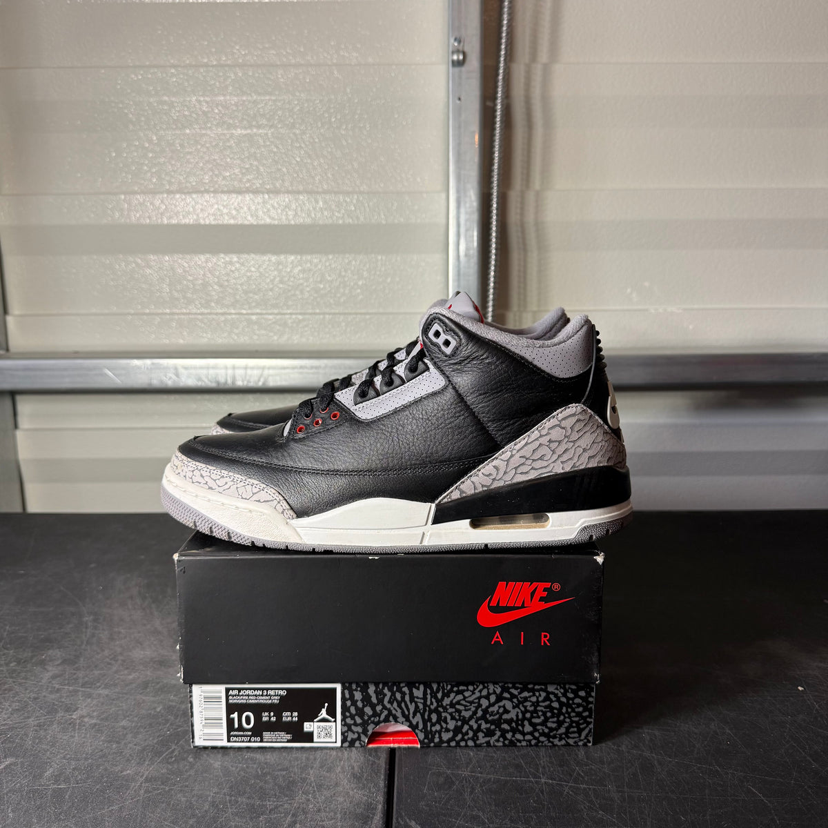 Size 10 - AJ 3 Black Cement
