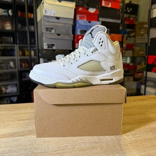Size 6 - AJ 5 White Metallic