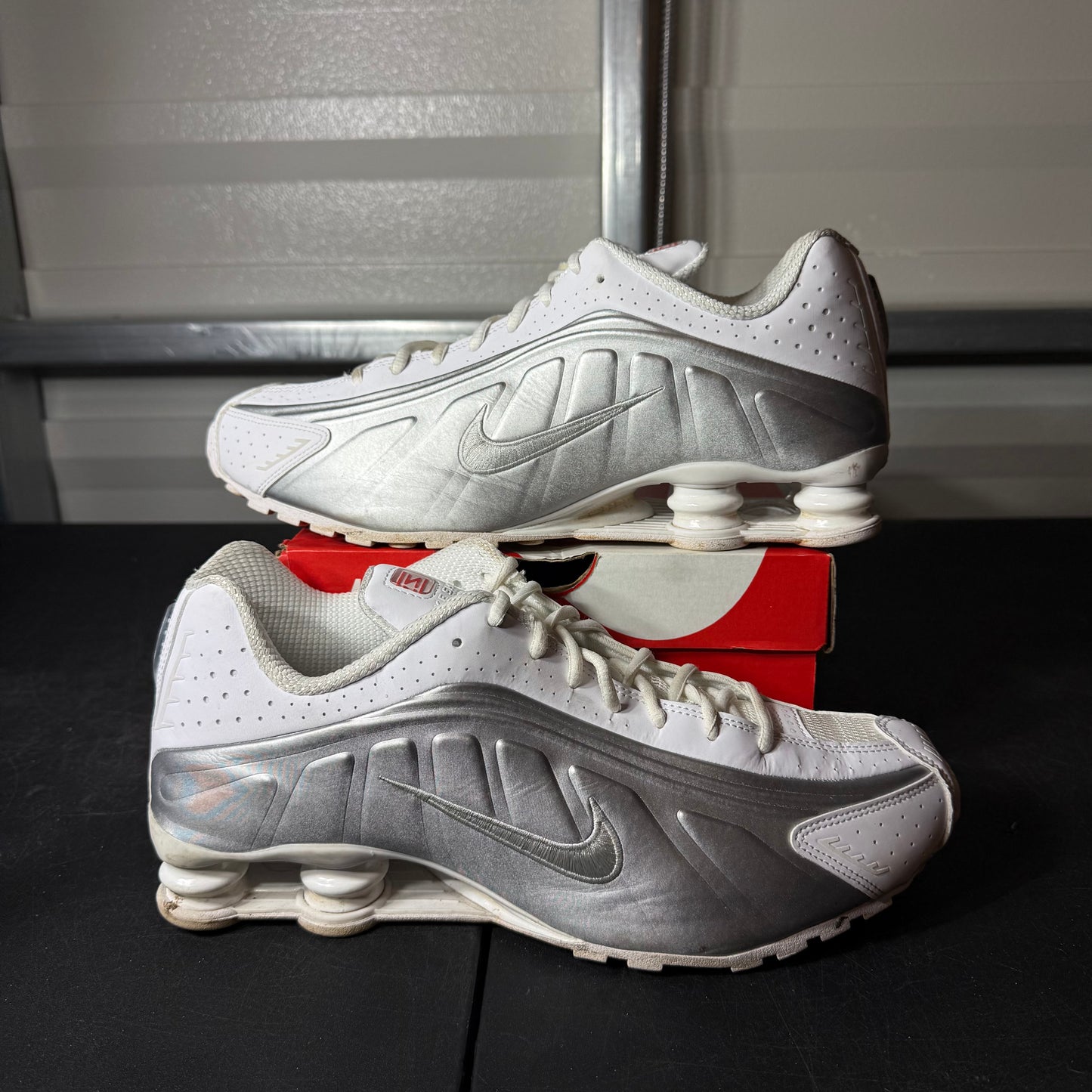 Size 12 - Nike Shox White Bright Crimson Metallic Silver