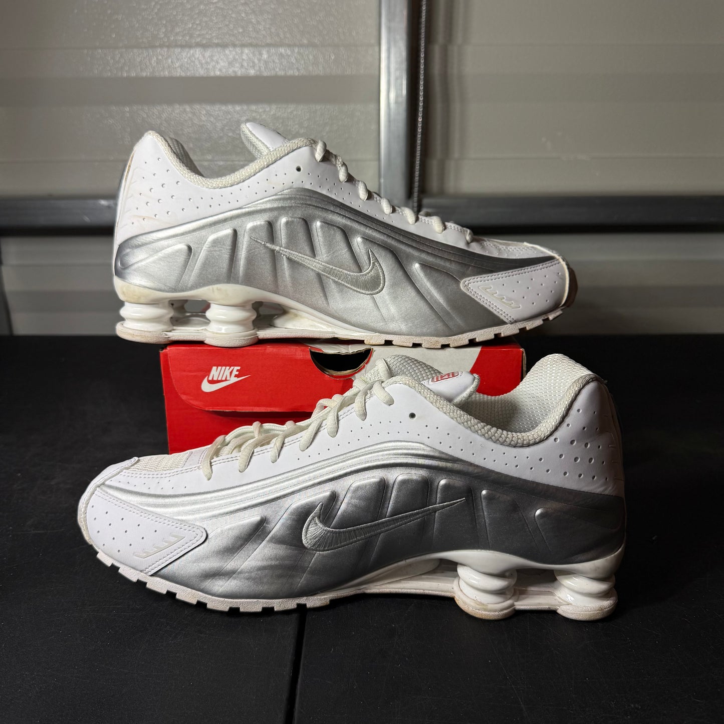 Size 12 - Nike Shox White Bright Crimson Metallic Silver
