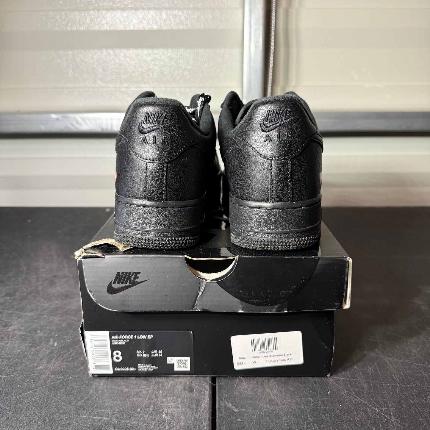 Size 8 - AF 1 Low Black Supreme