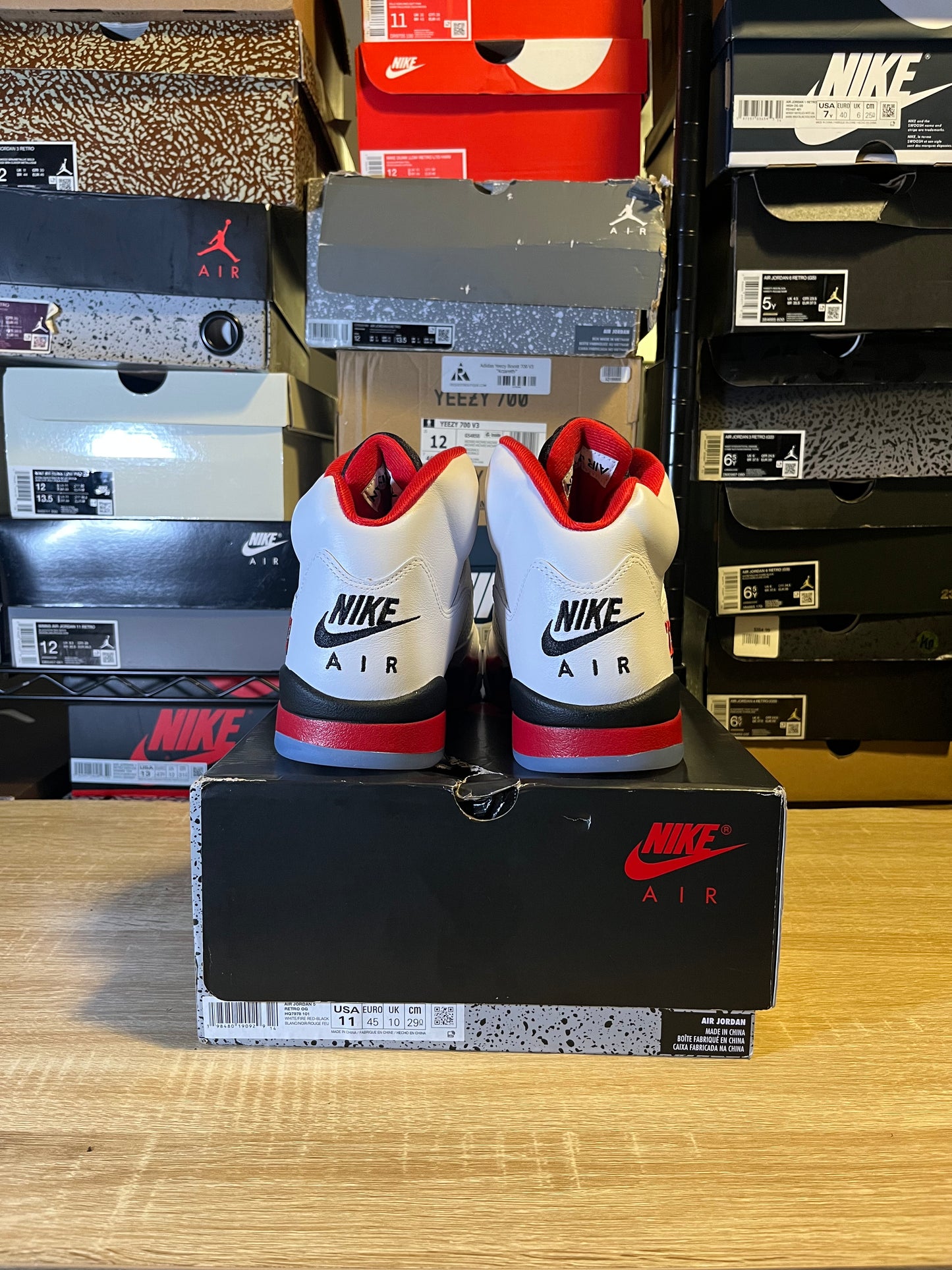 Size 11 - AJ 5 Fire Red Black Tongue