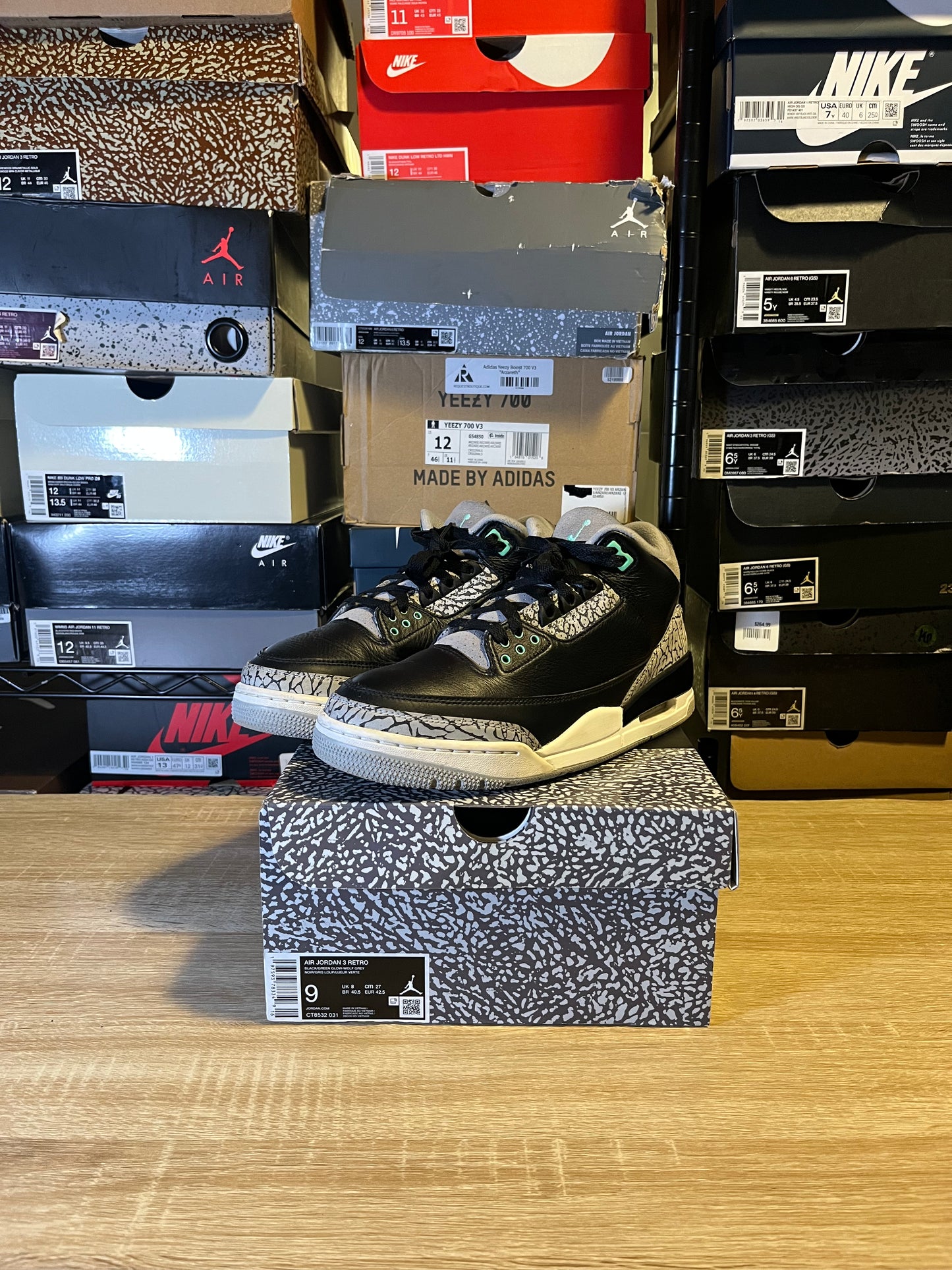 Size 9 - AJ 3 Green Glow