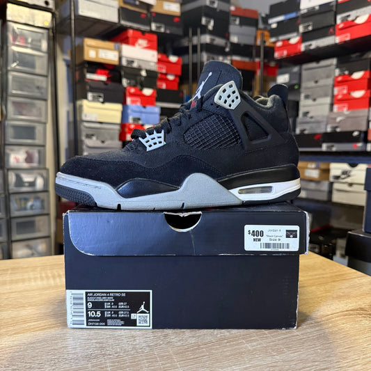 Size 9 - AJ 4 Black Canvas