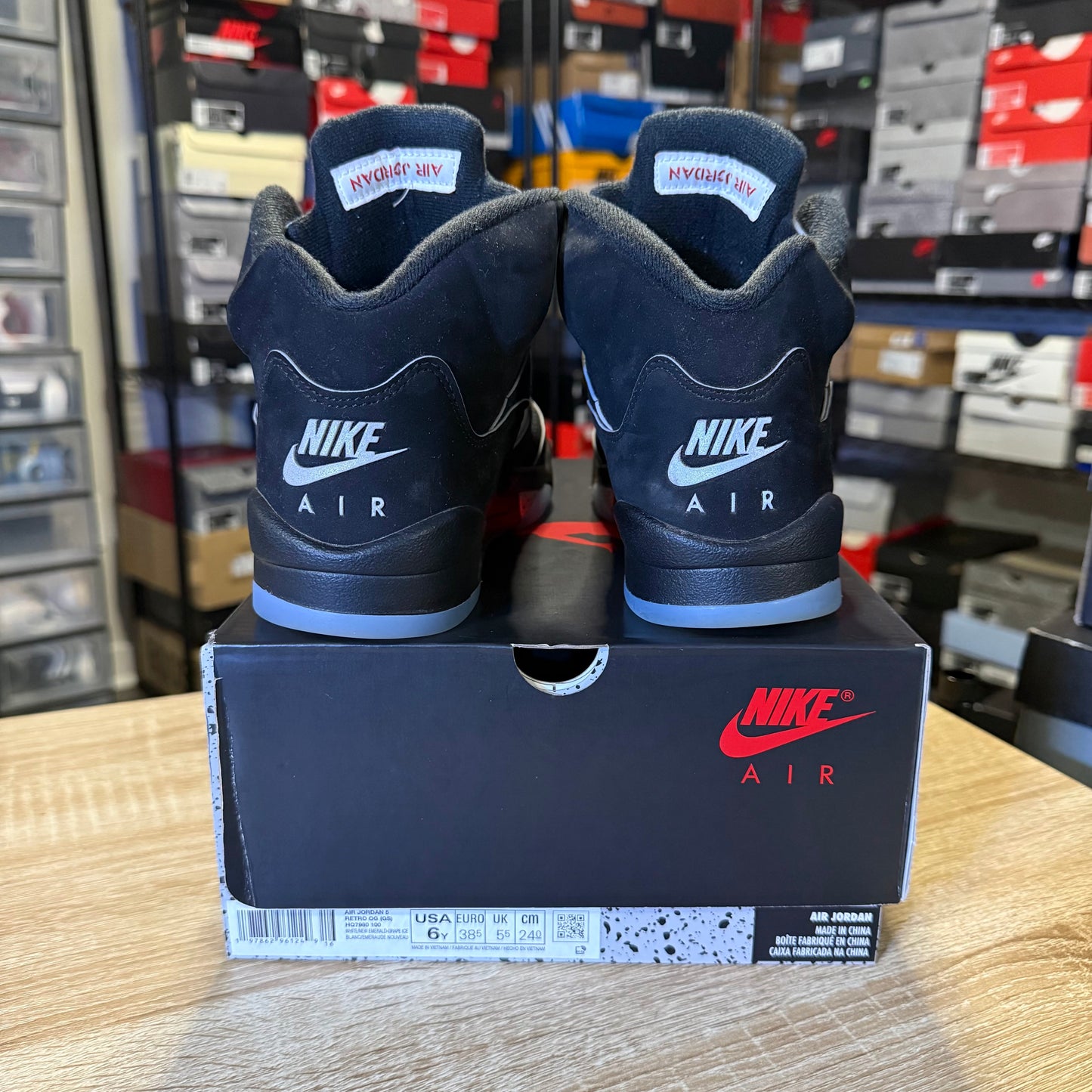 Size 6y - AJ 5 Reimagined Black Metallic