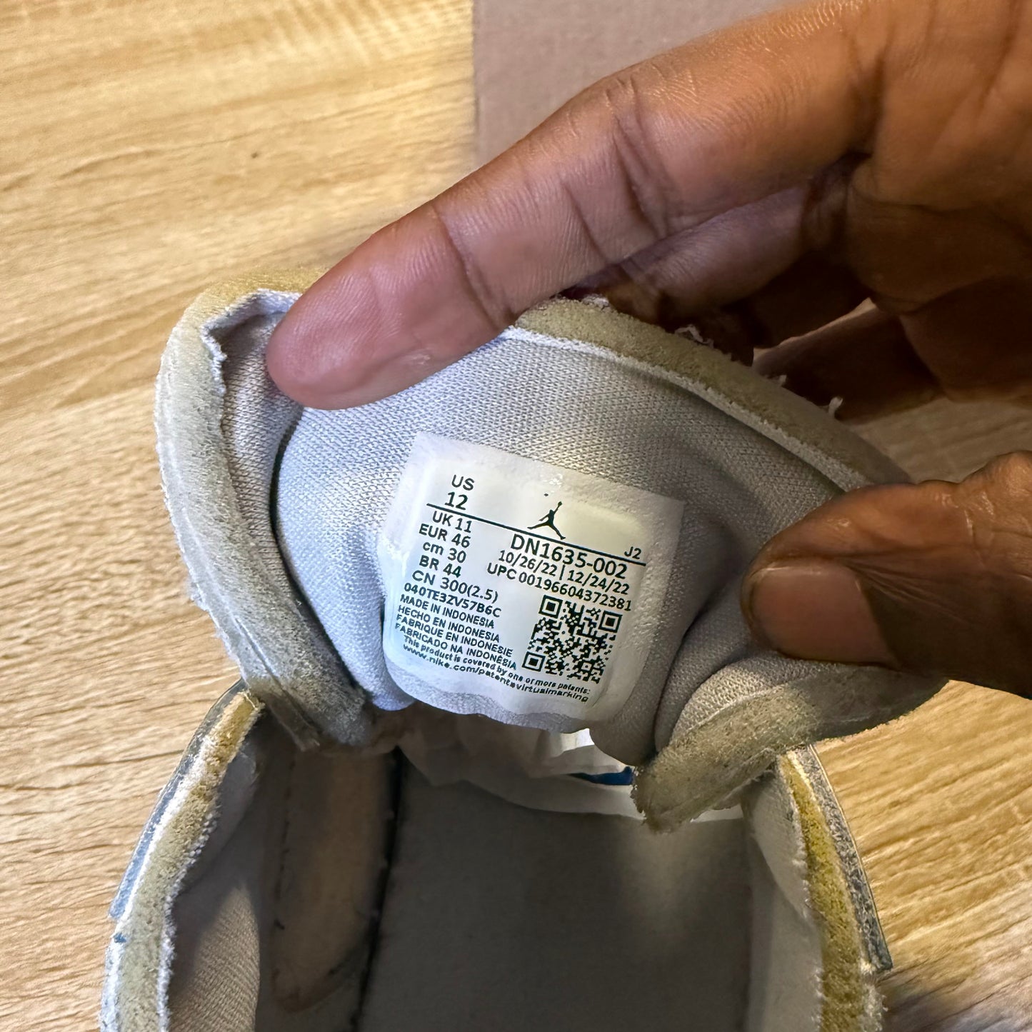 Size 12 - AJ 1 SE Craft Low Inside Out Tech Grey