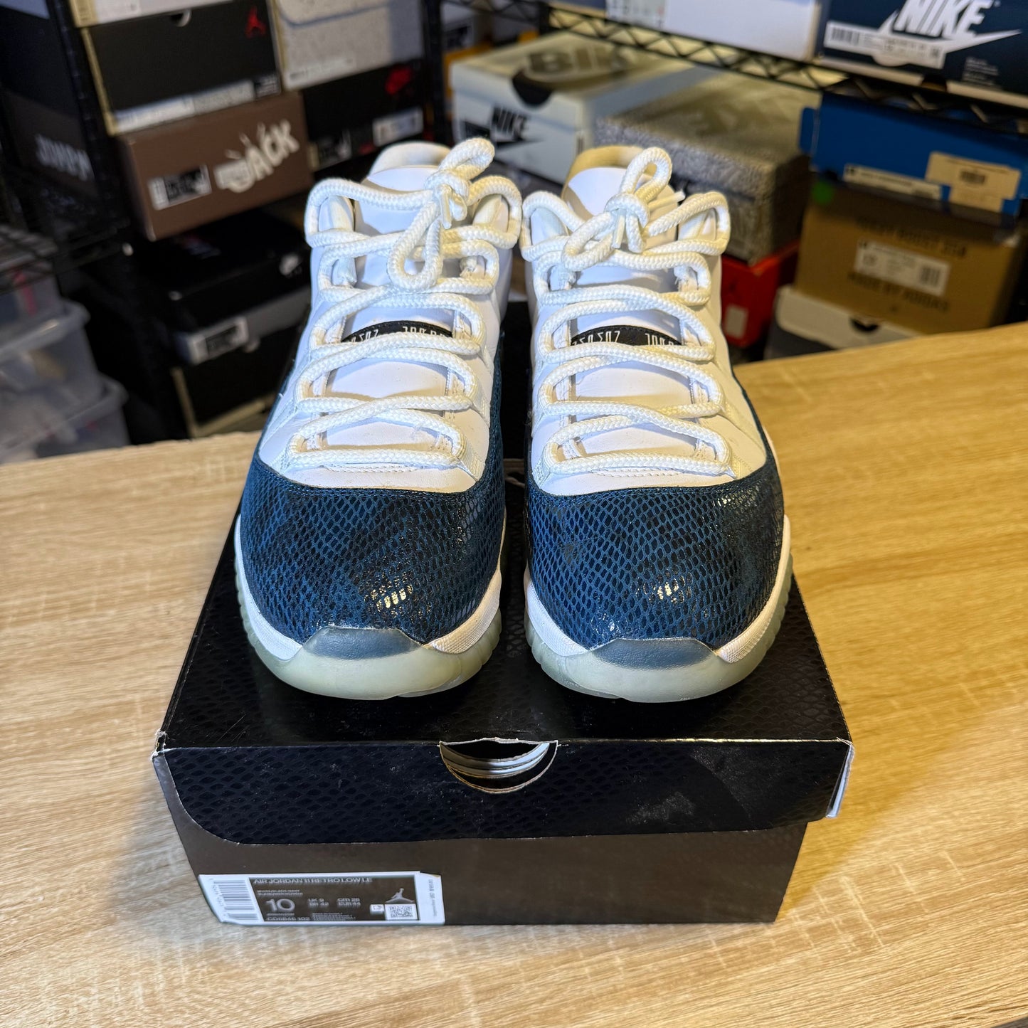 Size 10 - AJ 11 Low Navy Snakeskin