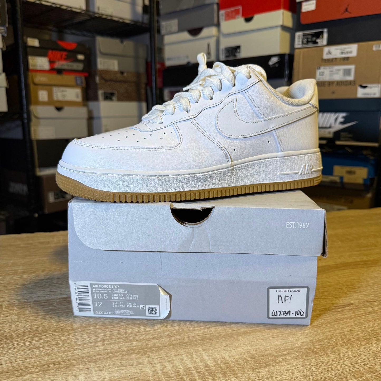 Size 10.5 - AF 1 White Gum