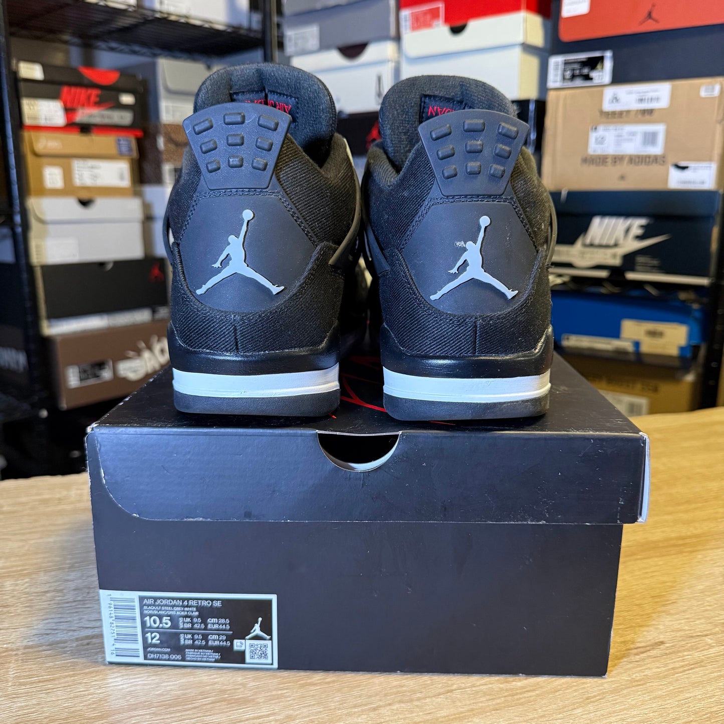 Size 10.5 - AJ 4 Black Canvas