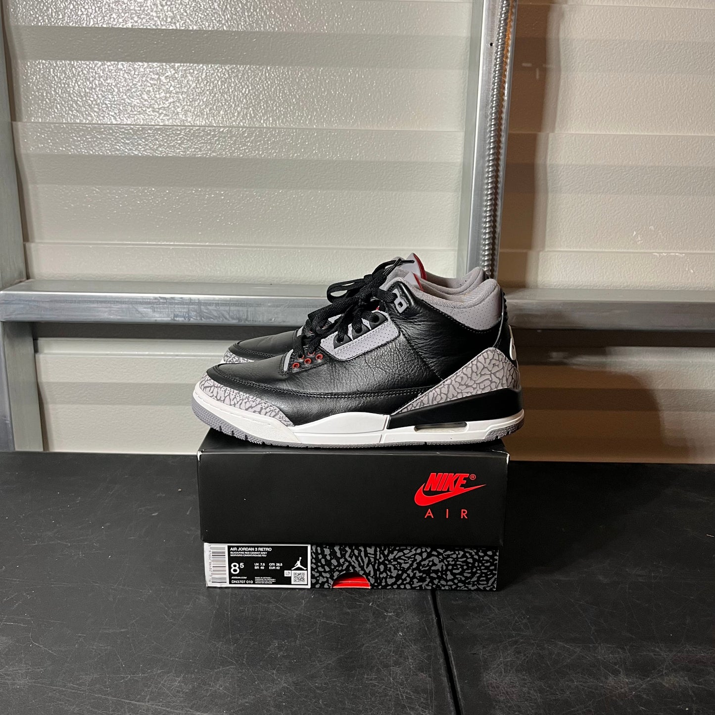 Size 8.5 - AJ 3 Retro Black Cement