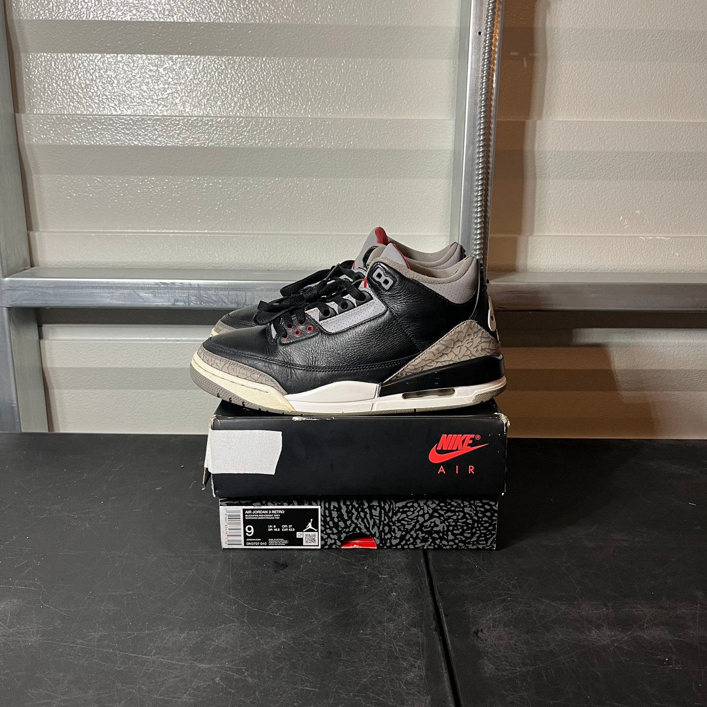 Size 9 - AJ 3 Retro Black Cement