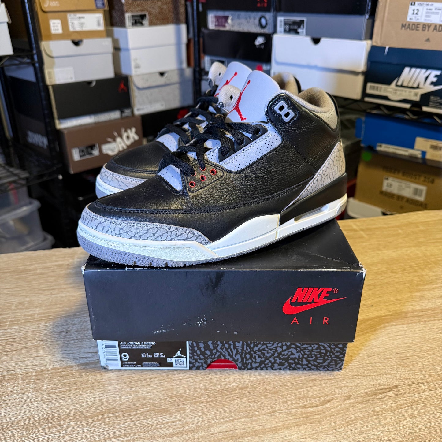 Size 9 - AJ 3 Black Cement