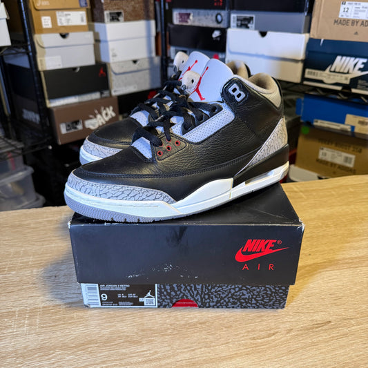 Size 9 - AJ 3 Black Cement
