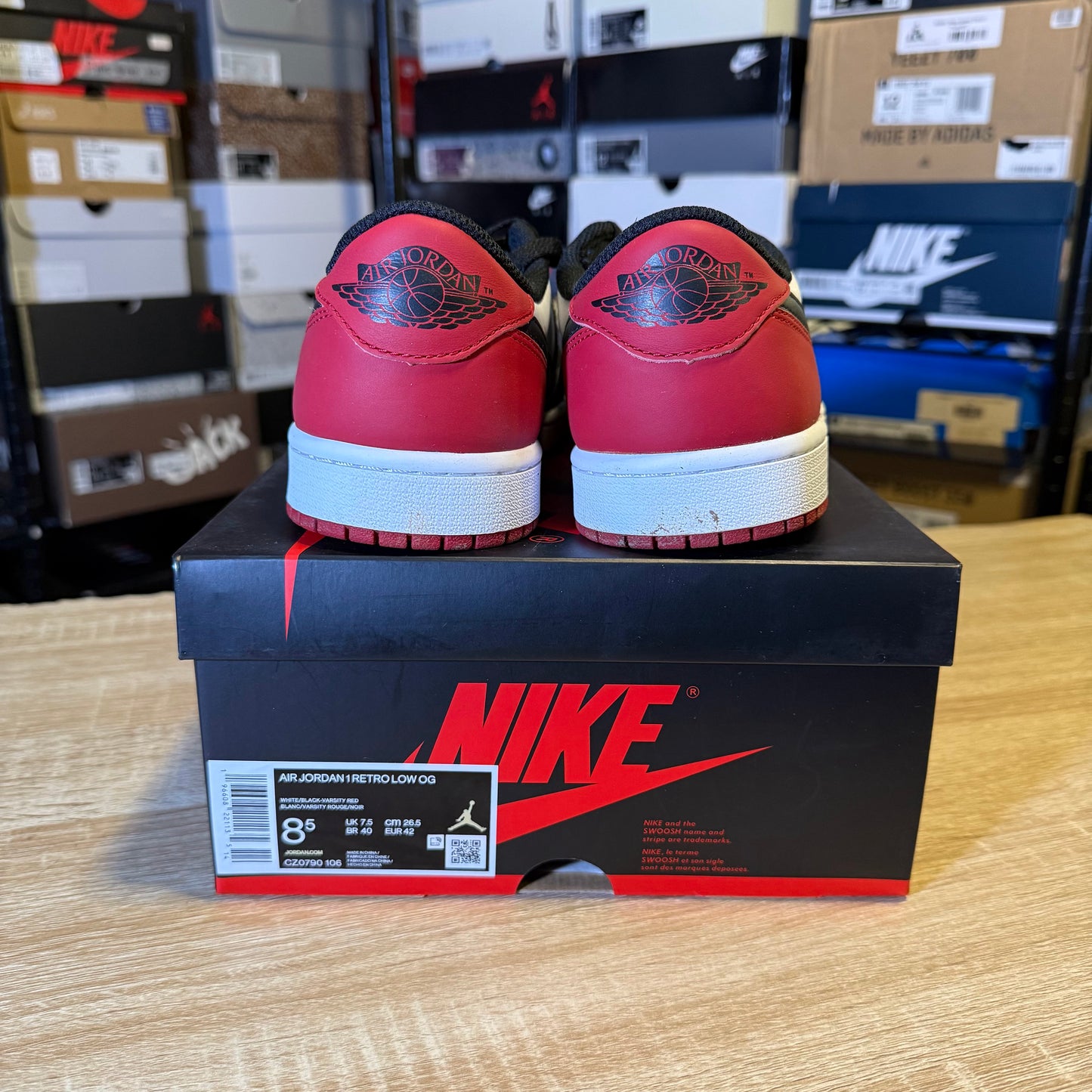 Size 8.5 - AJ 1 Low Black Toe