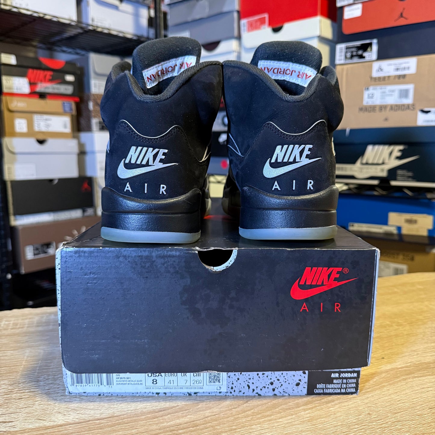 Size 8 - AJ 5 Metallic Black