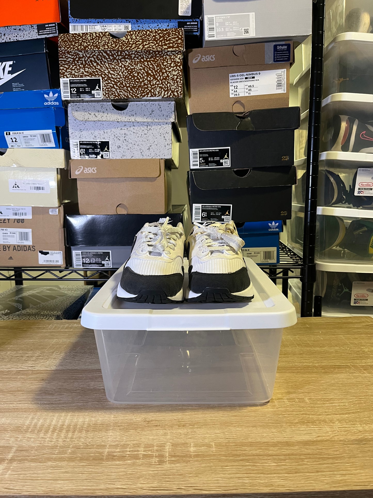 Size 7.5 - Air Max 1 Essential White Pure Platinum Black