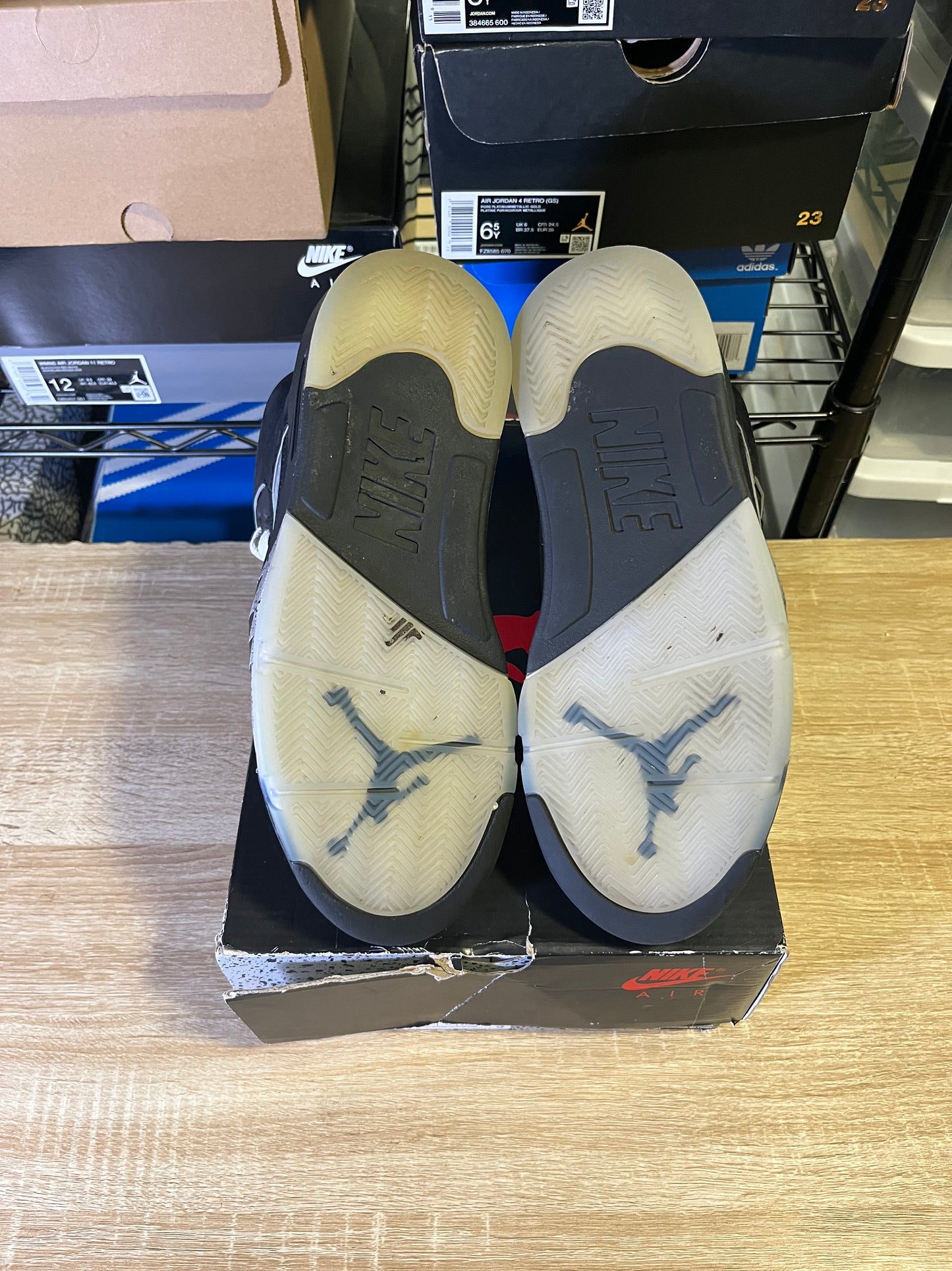 Size 7Y – AJ 5 Reimagined Black Metallic