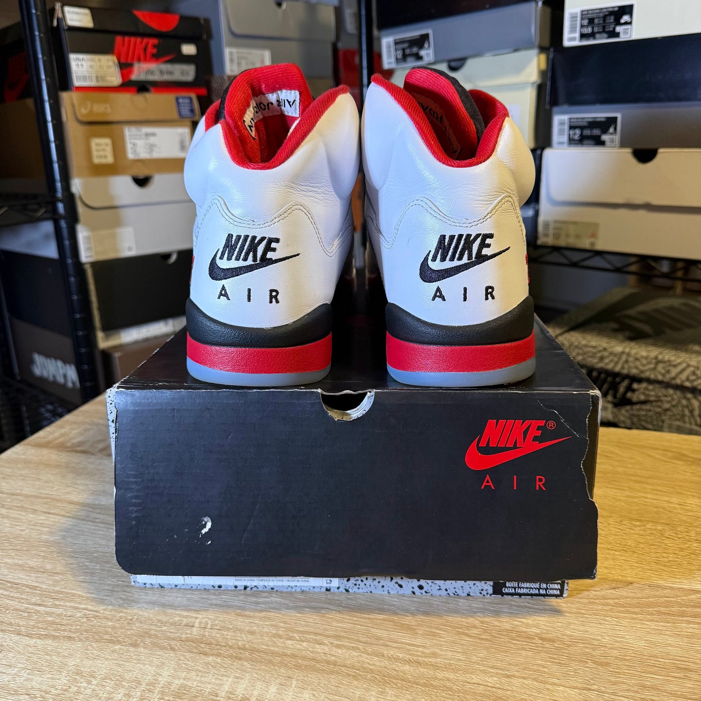 Size 12 - AJ 5 Fire Red Black Tongue