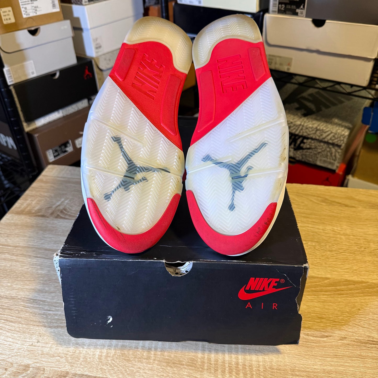 Size 12 - AJ 5 Fire Red Black Tongue