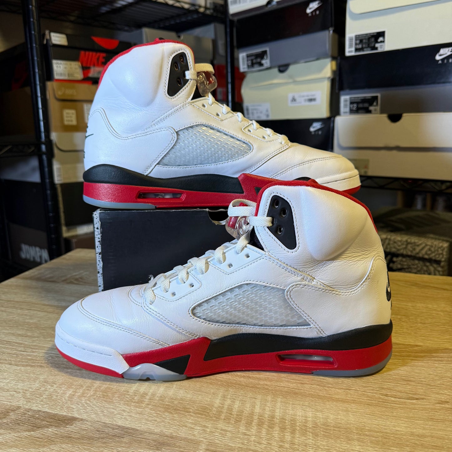 Size 12 - AJ 5 Fire Red Black Tongue