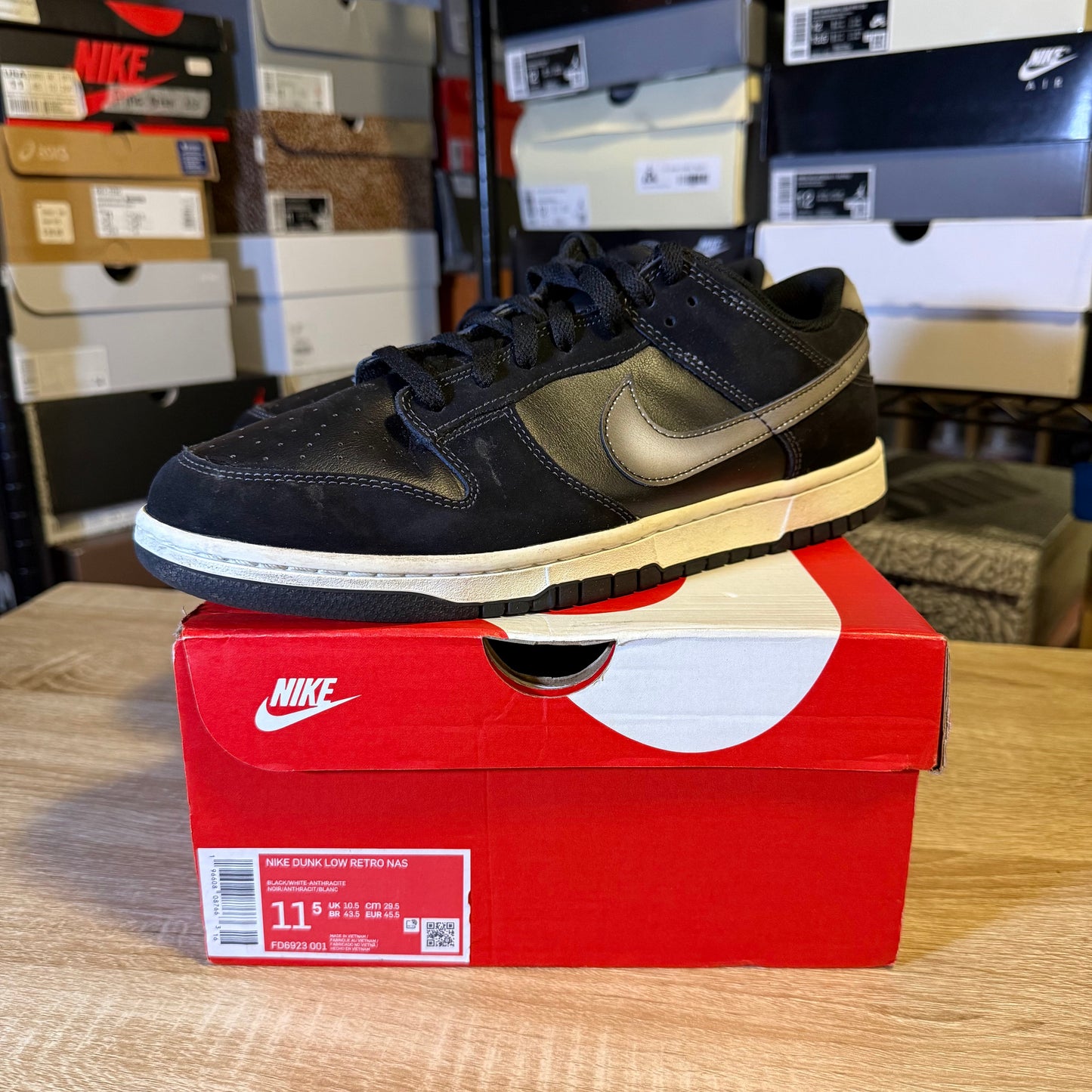 Size 11.5 - Nike Dunk Low Airbrush - Black