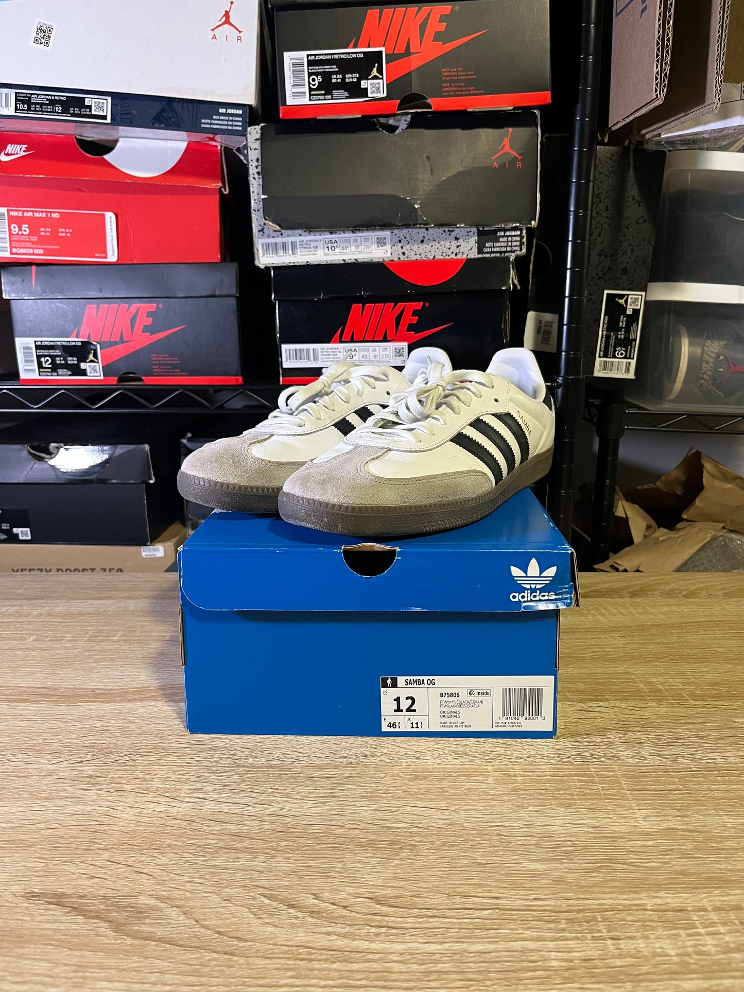 Size 12 - adidas Samba OG Low White Black Gum