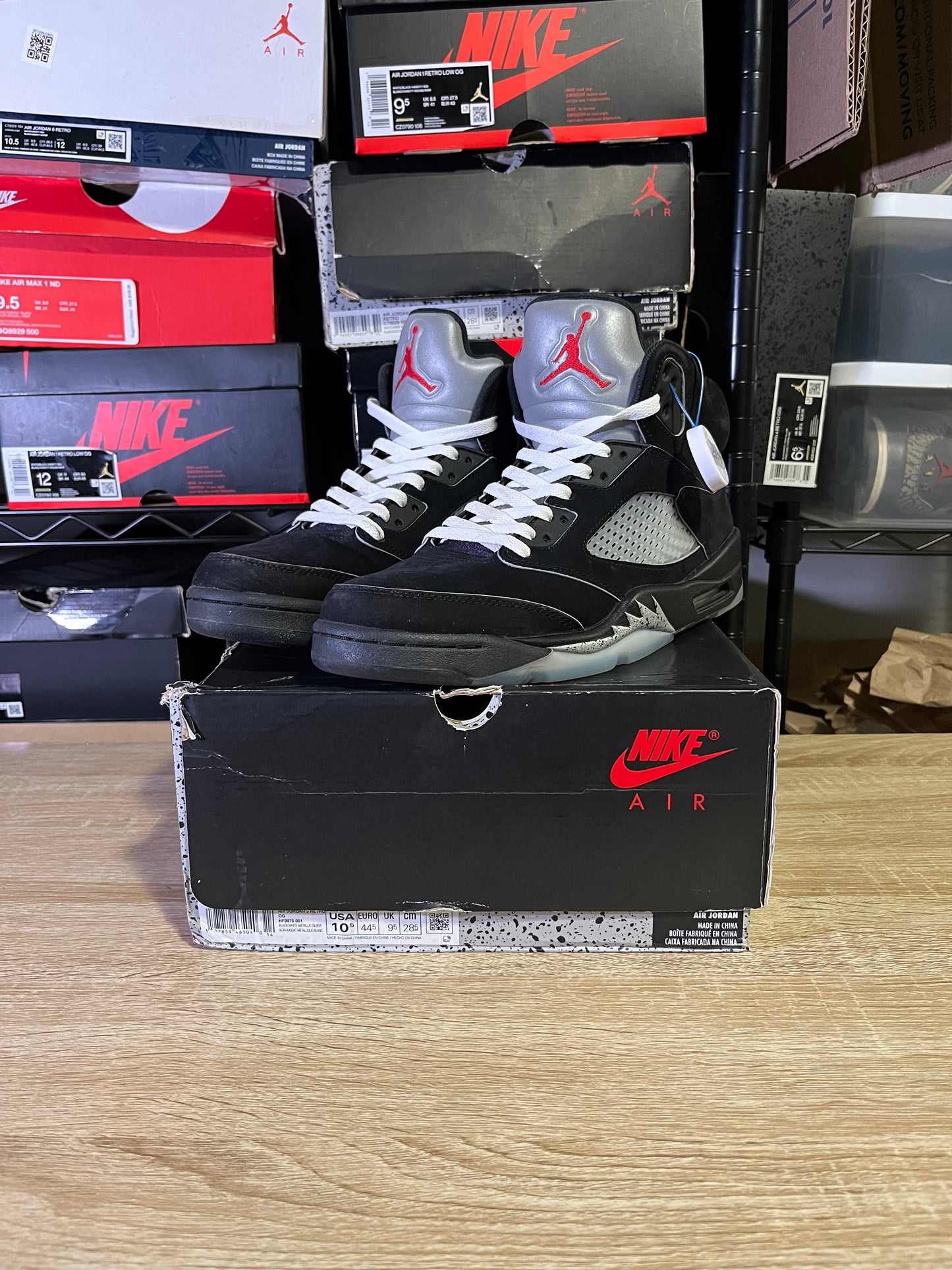 Size 10.5 – AJ 5 Reimagined Black Metallic