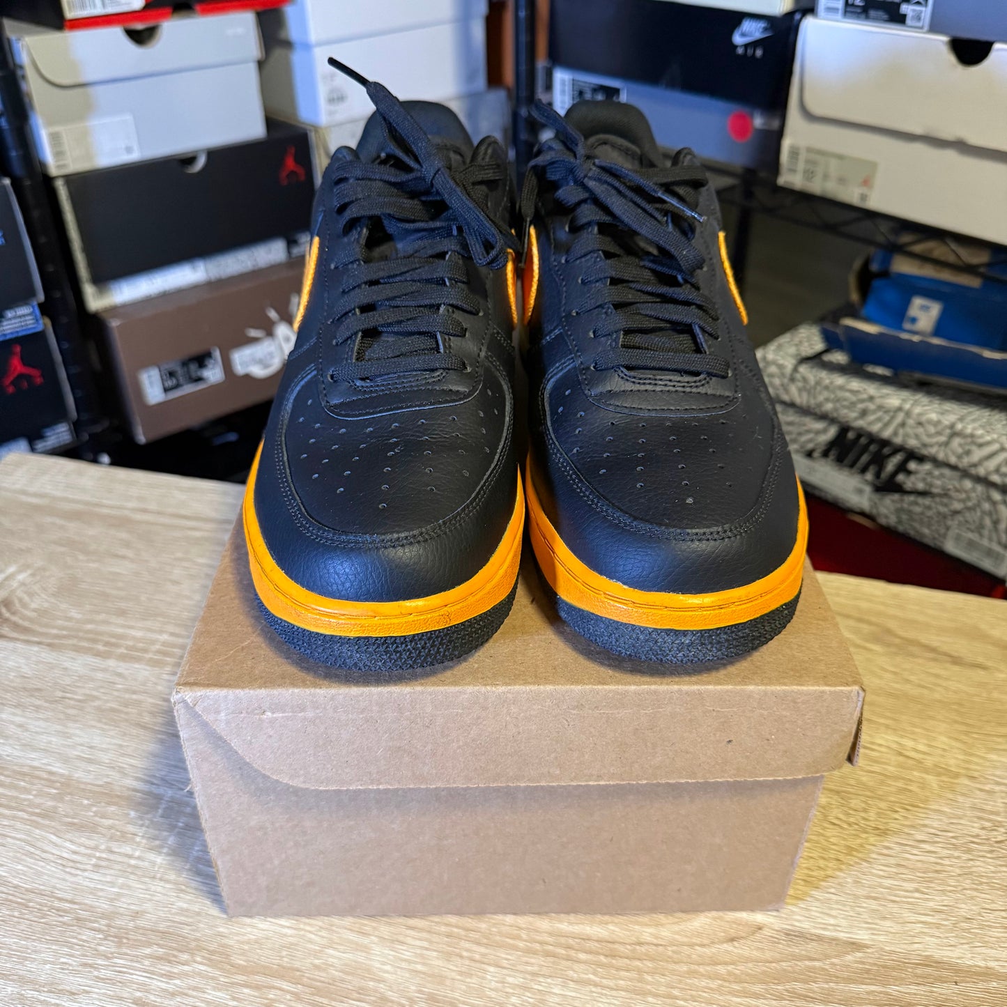 Size 9.5 - AF 1 '07 Low Black Orange Peel