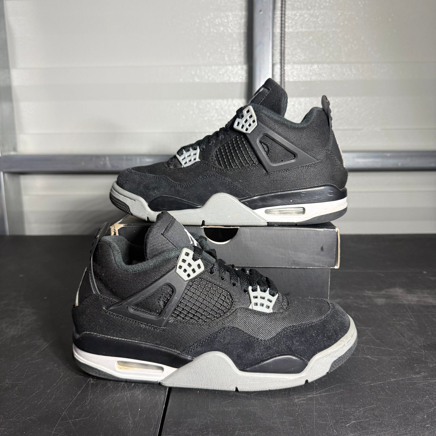 Size 7.5 - AJ 4 Black Canvas