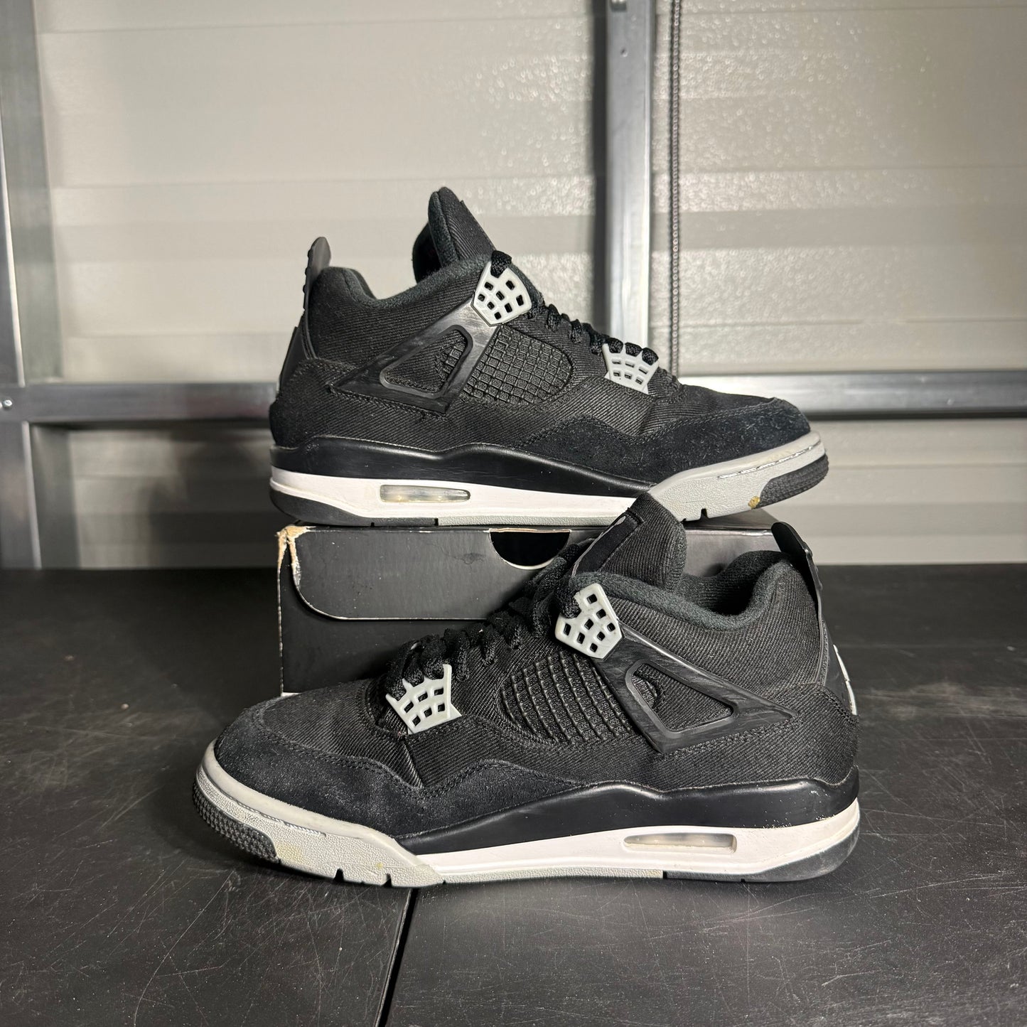 Size 7.5 - AJ 4 Black Canvas