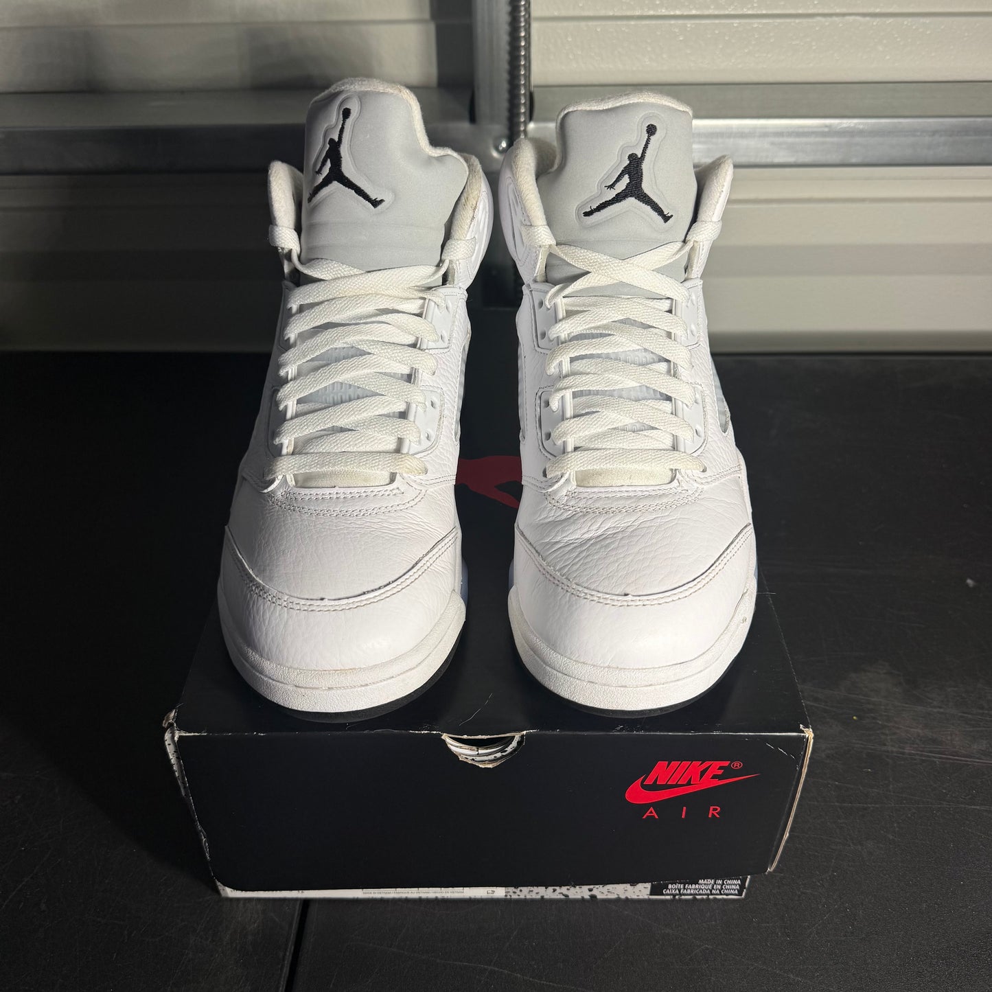 Size 8 - AJ 5 White Metallic