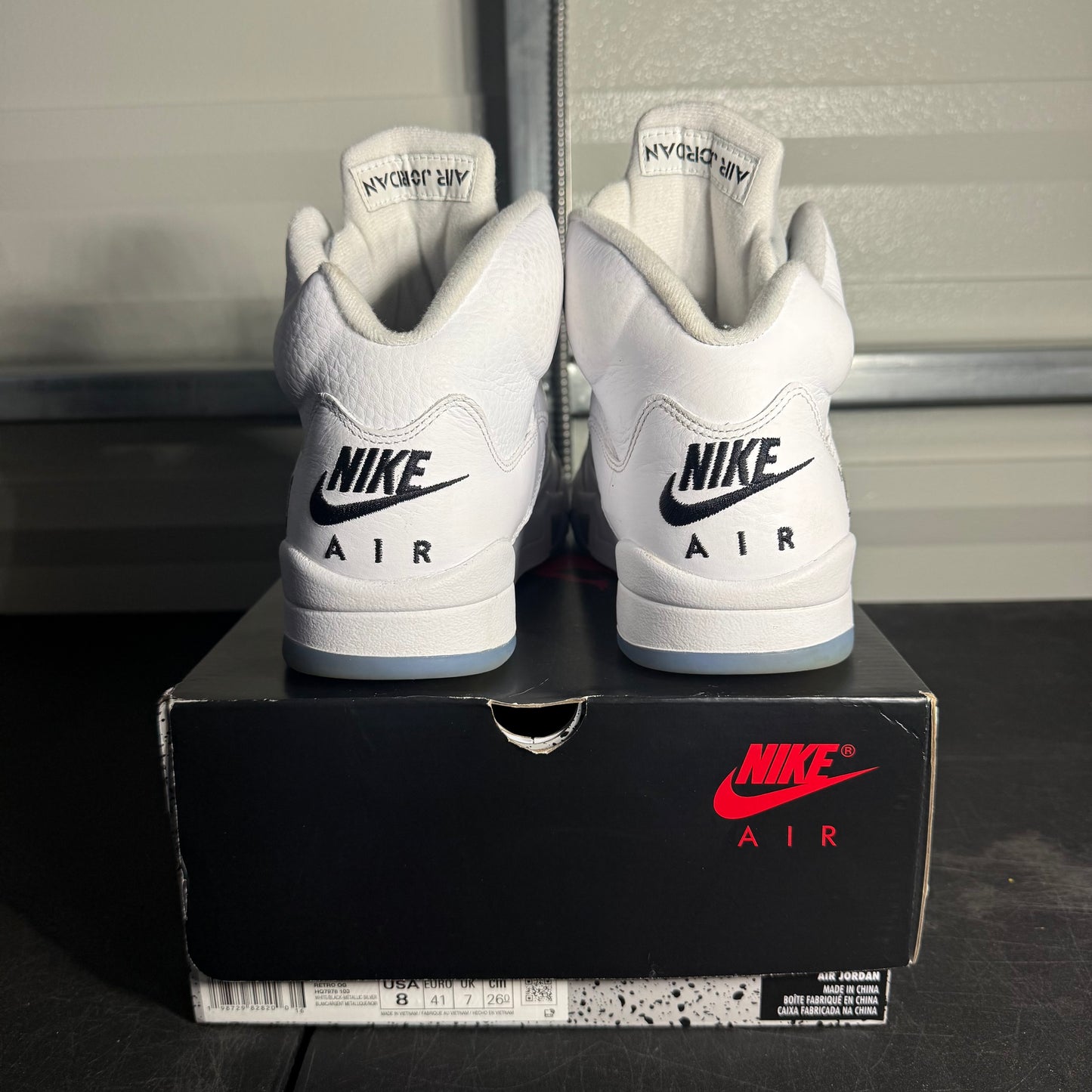 Size 8 - AJ 5 White Metallic